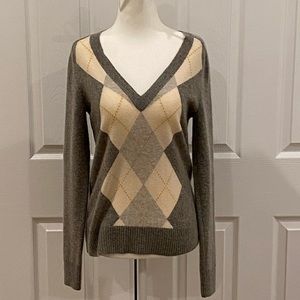 J. Crew Argyle V-neck Sweater
